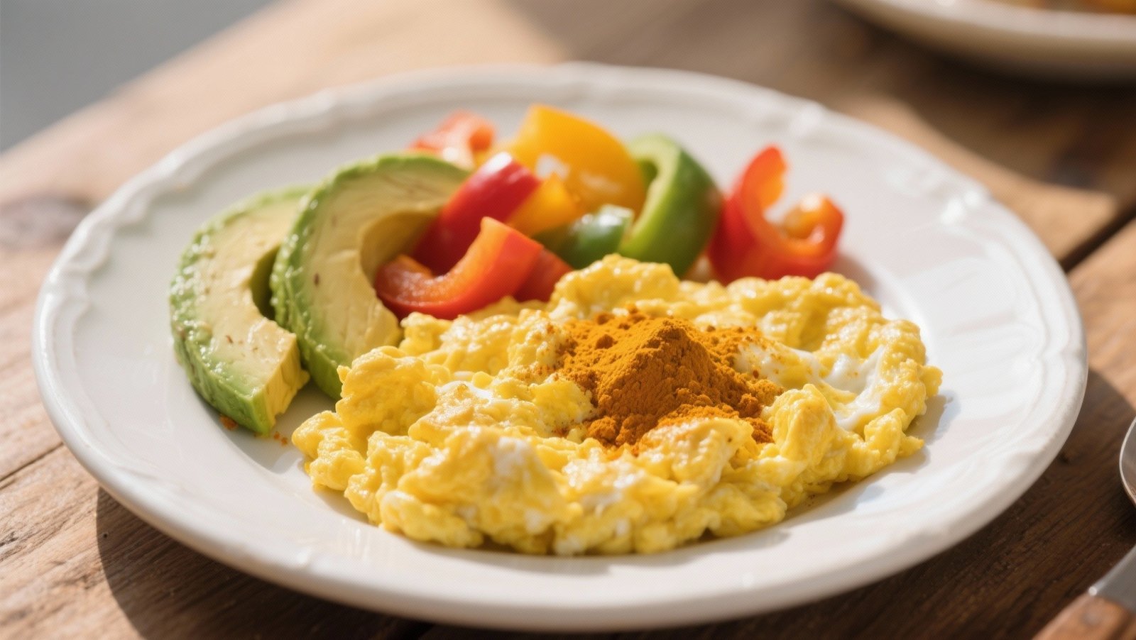 Omelette curcuma avocat poivrons - petit déjeuner anti-inflammatoire